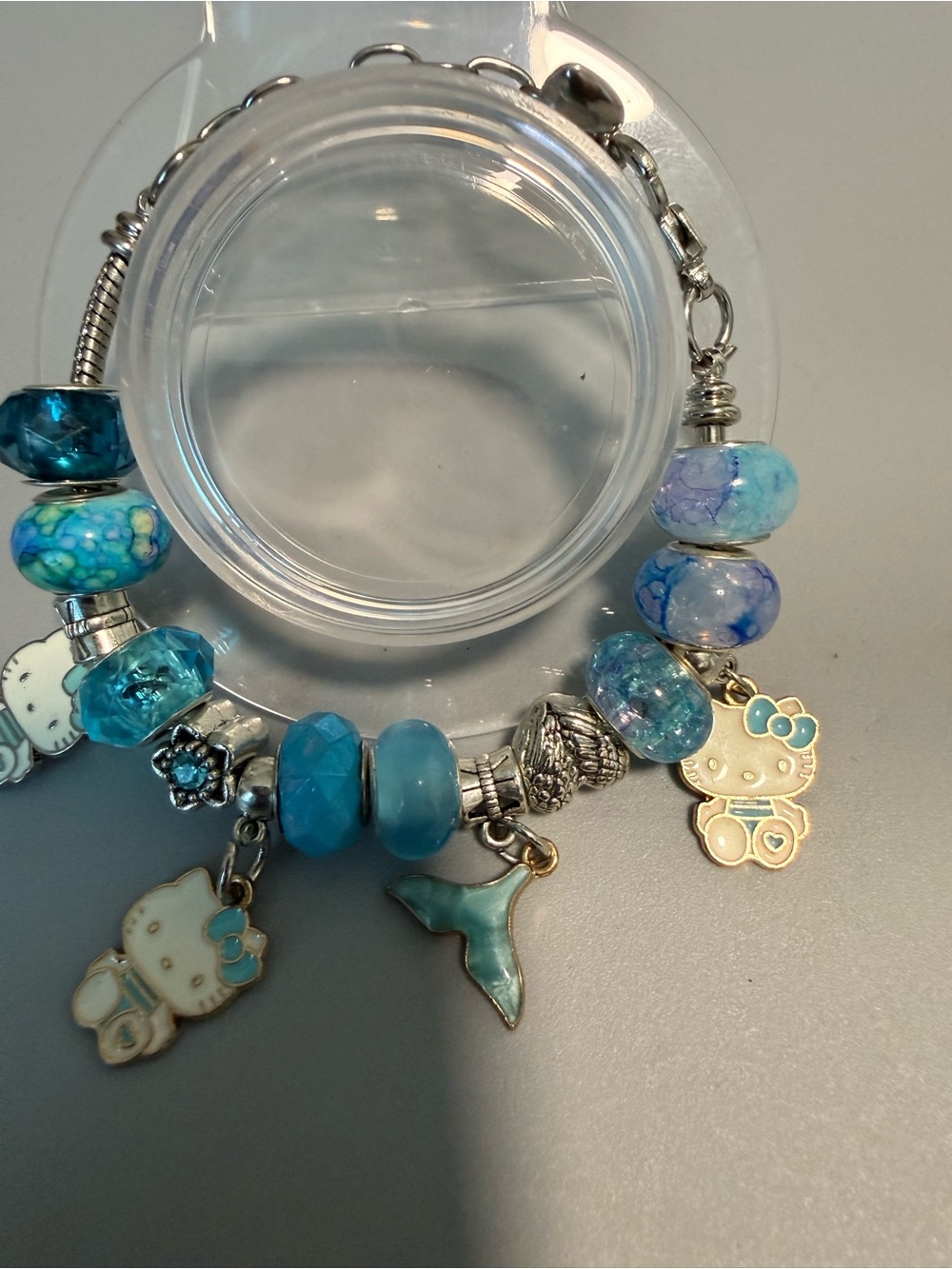 Turquoise Blue Charm Bracelet with Cute Character Charms